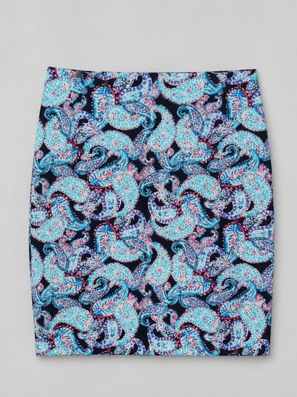 Talbots Multicolor Floral Print Skirt with Navy Trim